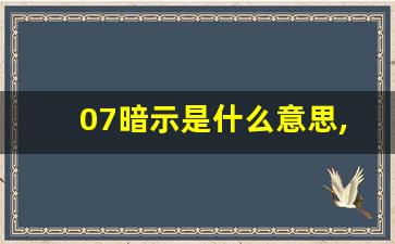 07暗示是什么意思,07有什么特殊含义