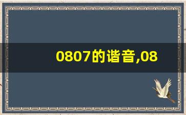 0807的谐音,0807数字含义