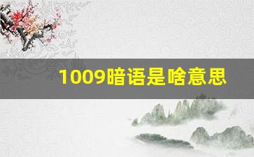 1009暗语是啥意思,1009有什么特别含义