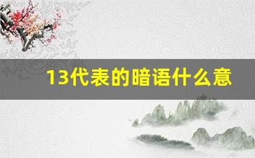 13代表的暗语什么意思