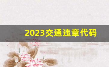 2023交通违章代码表详细,2023年4月1号新交规