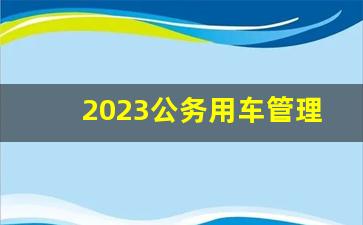 2023公务用车管理办法最新,公司车辆管理办法细则