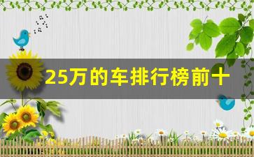 25万的车排行榜前十名