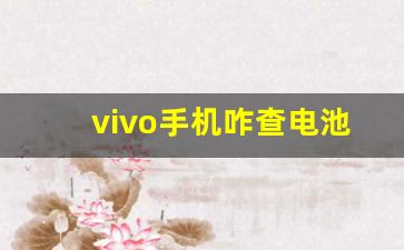 vivo手机咋查电池寿命怎么查,vivo电池寿命查看