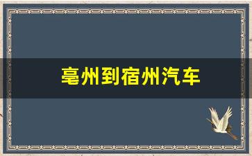 亳州到宿州汽车