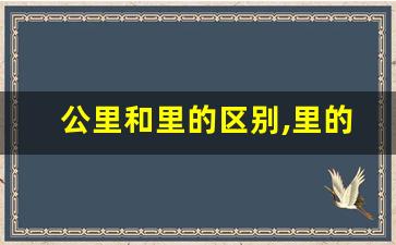 公里和里的区别,里的单位是什么