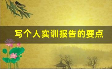 写个人实训报告的要点,实训报告的实训总结