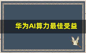 华为AI算力最佳受益者之一