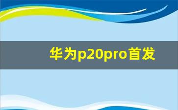 华为p20pro首发时间,华为p20pro后盖多少钱