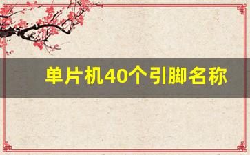 单片机40个引脚名称,51单片机引脚功能介绍