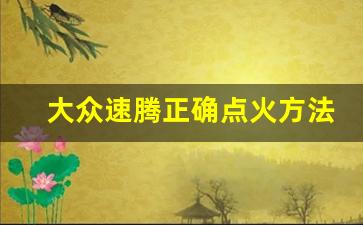 大众速腾正确点火方法,大众速腾起步视频教程