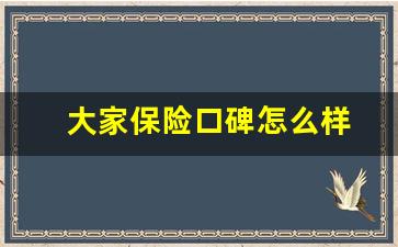 大家保险口碑怎么样