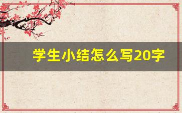 学生小结怎么写20字,一日小结怎么写初中50字