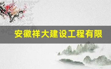 安徽祥大建设工程有限公司,安徽祥如建设工程咨询有限公司