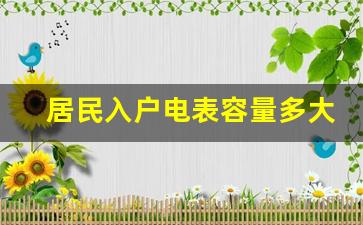 居民入户电表容量多大,农村入户电表是多大的