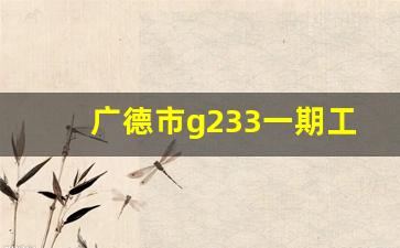 广德市g233一期工程最新消息