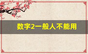 数字2一般人不能用