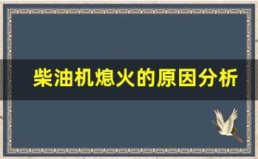 柴油机熄火的原因分析