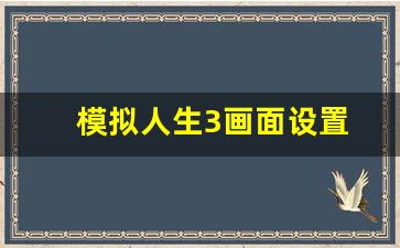 模拟人生3画面设置