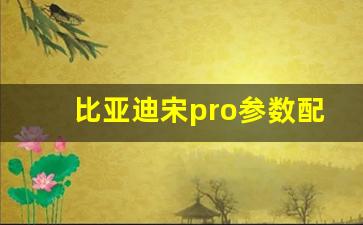 比亚迪宋pro参数配置表