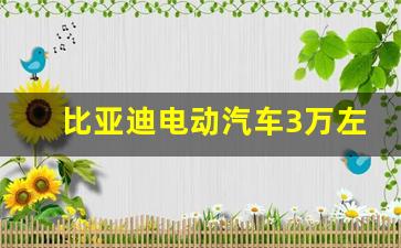 比亚迪电动汽车3万左右,3万左右口碑最好的电动车