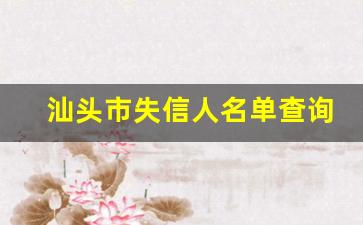 汕头市失信人名单查询