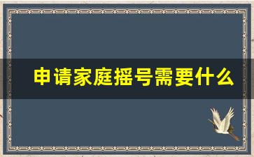 申请家庭摇号需要什么条件