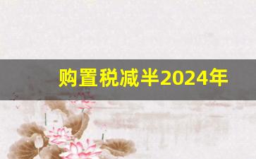 购置税减半2024年新政策新