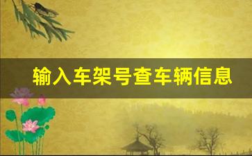 输入车架号查车辆信息的软件,二手车估价查询