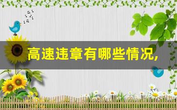 高速违章有哪些情况,驾驶证吊销怎么处理违章罚款